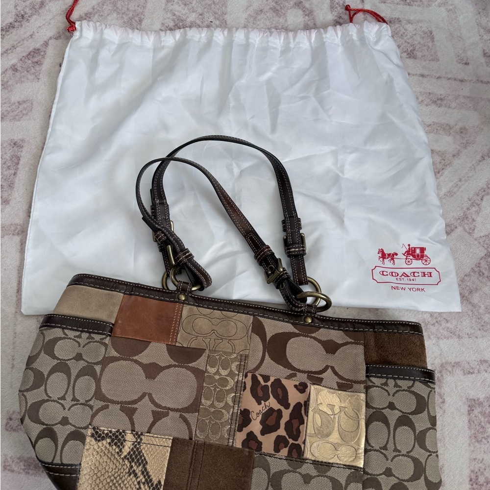Coach Patchwork Shoulder Bag in Brown and Tan - Picture 3 of 6